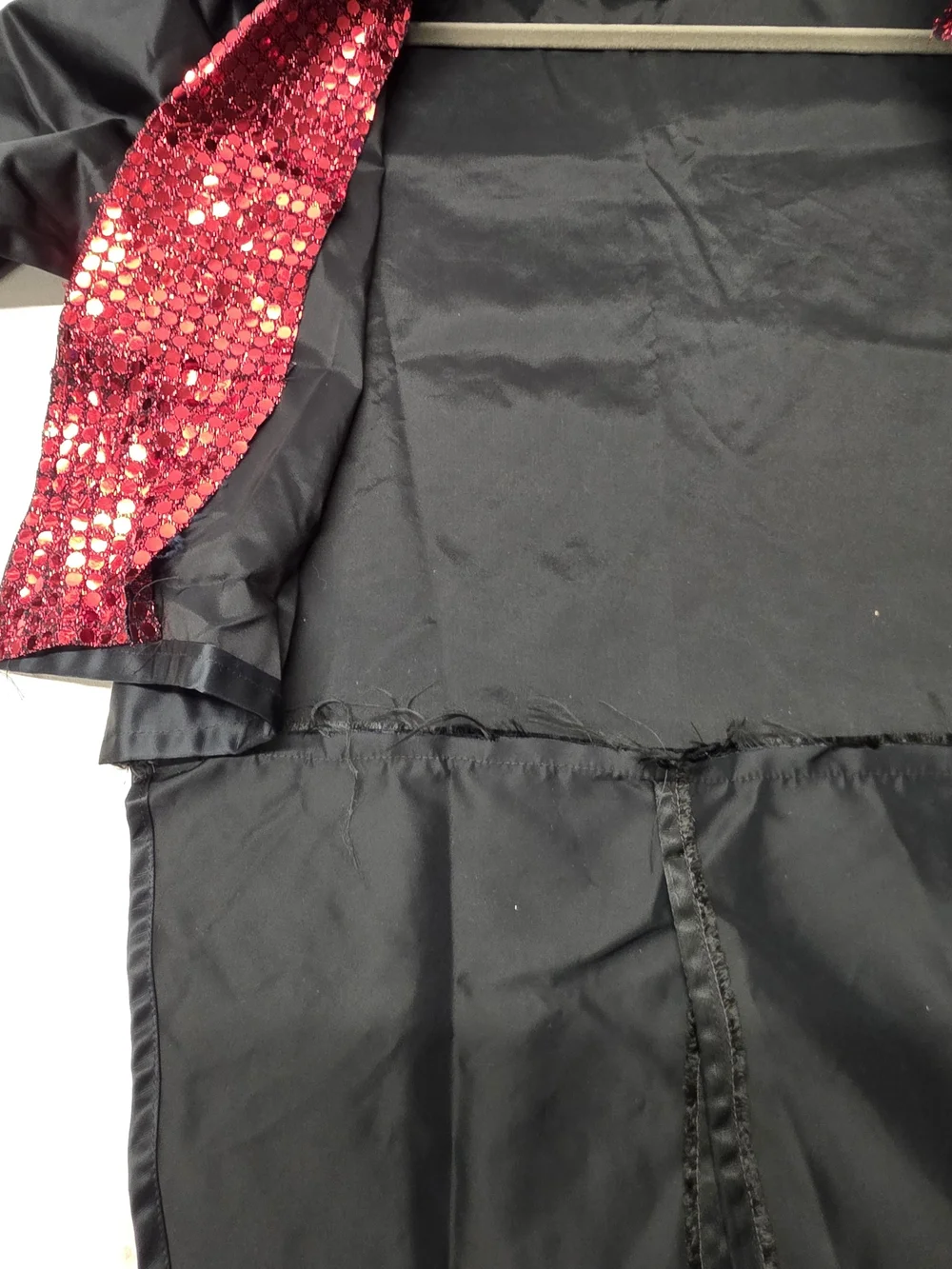 Vintage Style 70s Disco Showman Costume Red Sequin Shorts Black Tailcoat Adult